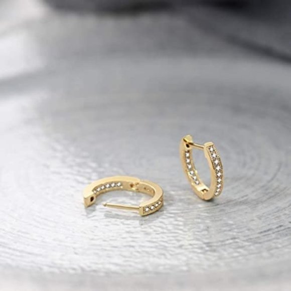 Cubic Zirconia Huggie Earrings - Picture 2 of 3